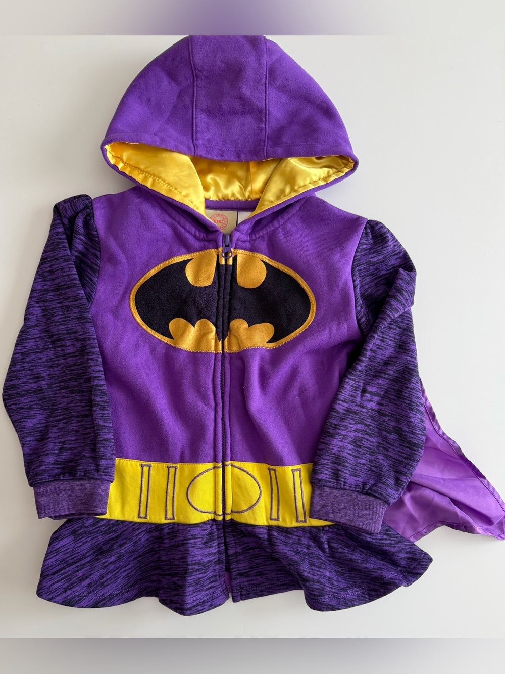 Batgirl Zip Hoodie with Velcro Cape by DC Comics Size 5 Little Girl